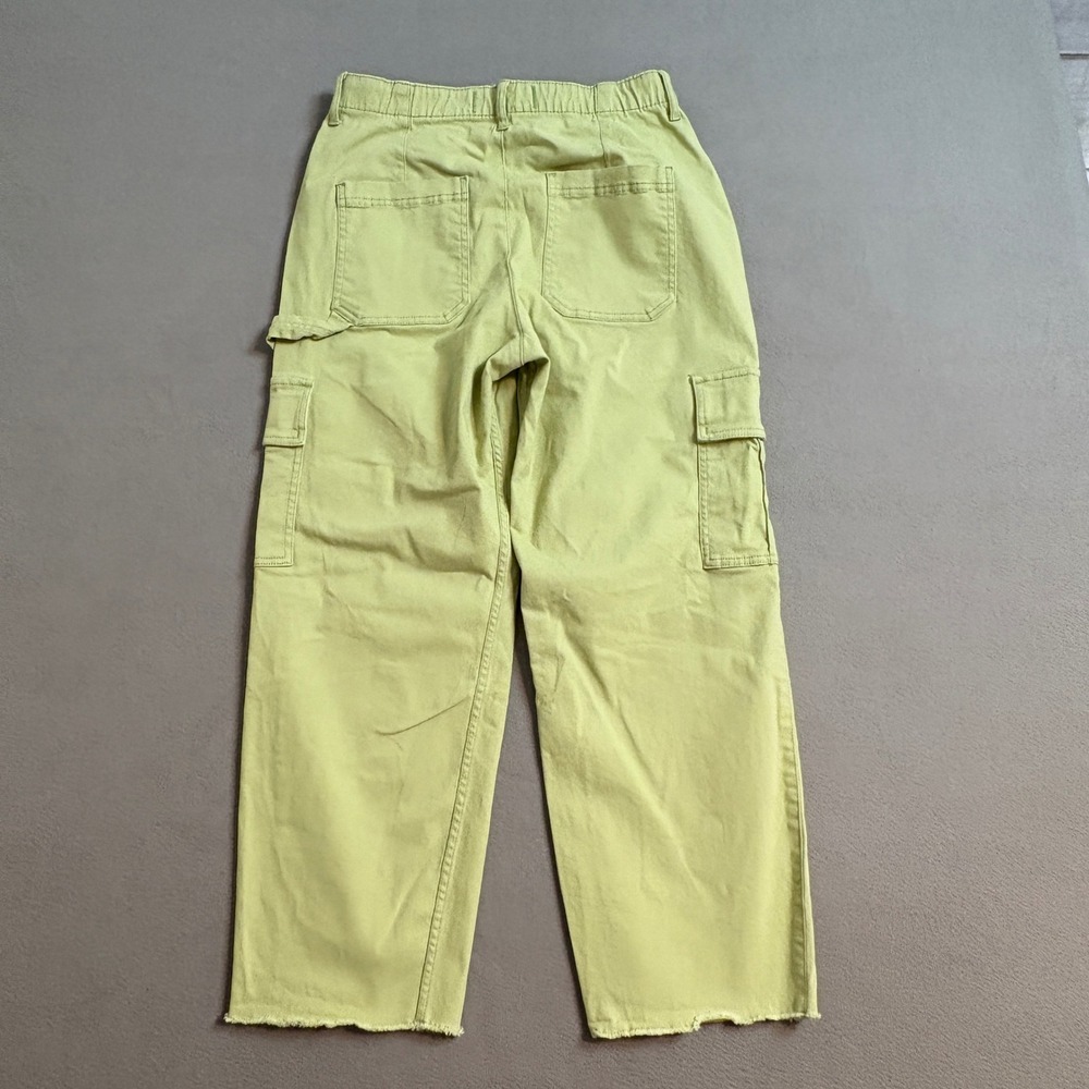 Hollister Women's Large Green Cargo Pants Ultra High Rise Raw Hem Cotton Blend - Picture 3 of 12